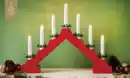 Bild 1 von Lichterbogen Holz Dreieck LED batteriebetrieben mit Timer, in rot