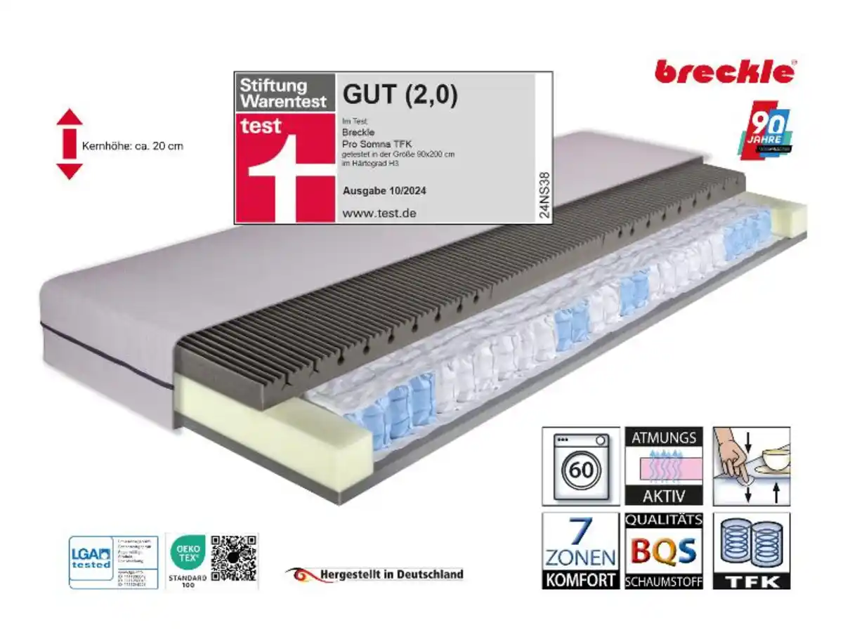 Bild 3 von Breckle Matratze »Pro Somna TFK«, 7-Zonen Taschenfederkern