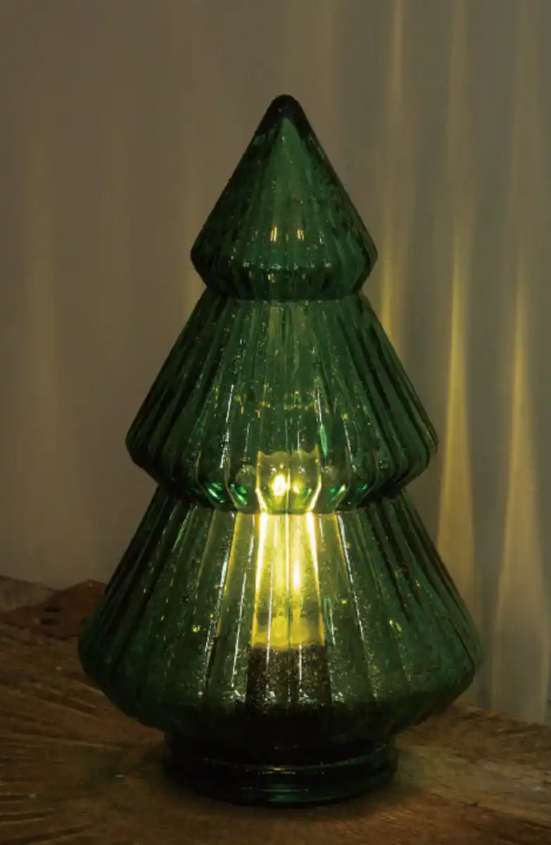 Bild 1 von WH Tannenbaumlampe Glas 15LED 2fach.sort. 2xAAA NE Farbe: Grün