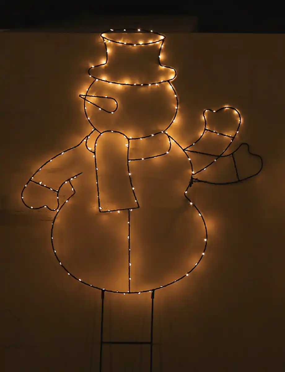 Bild 1 von Gartenstecker Schneemann winkend 180LED ww Timer