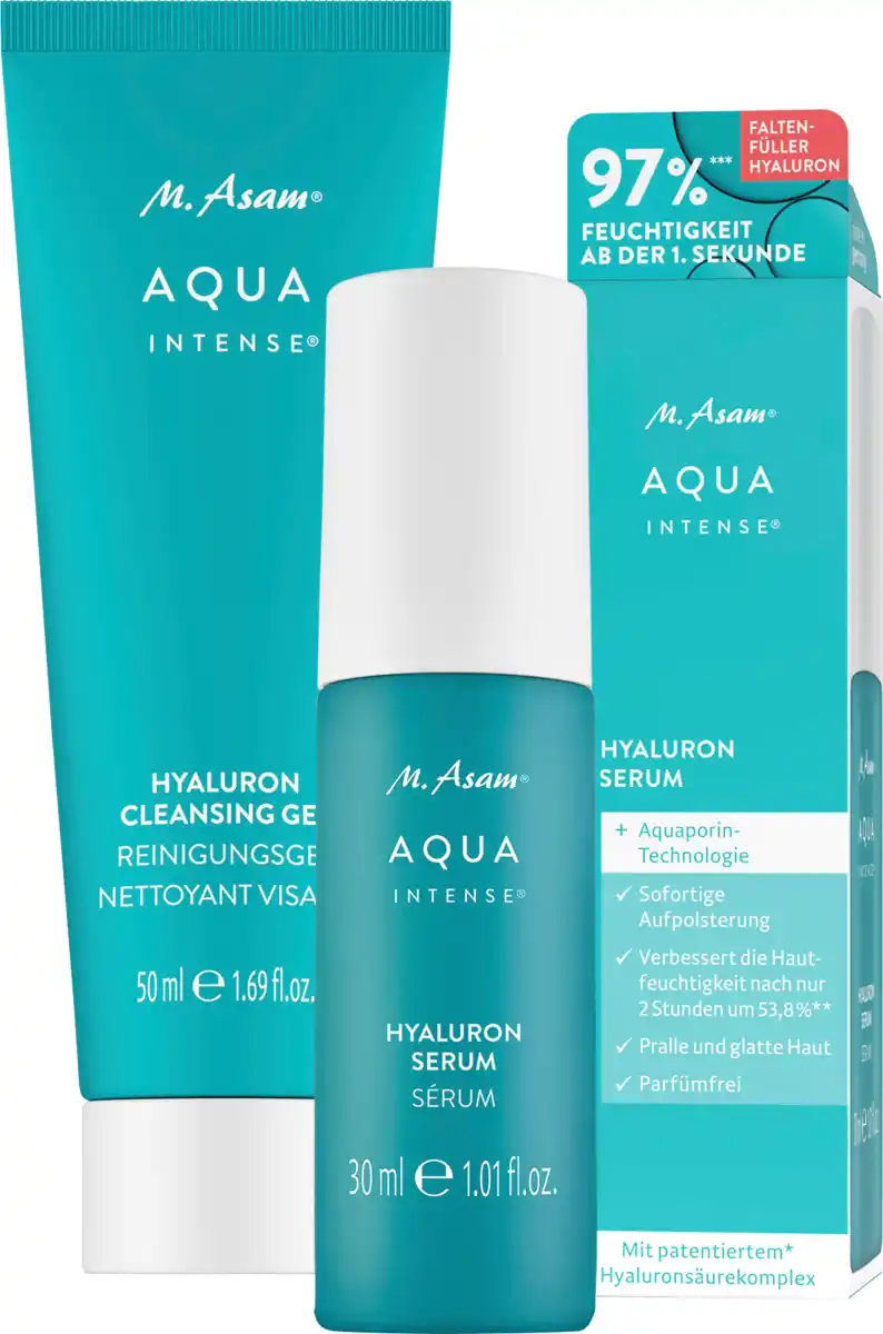 Bild 1 von M. Asam Gesichtspflegeset Aqua Intense Hyaluron 2tlg, Gesichtsserum + Reinigungsgel, 1 St