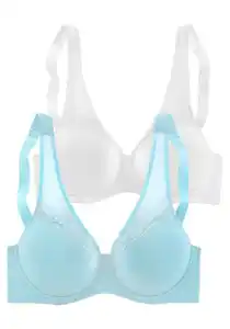 Petite fleur Minimizer-BH (Packung, 2 Stück) mit nahtlos vorgeformten Cups aus Baumwolle, Basic Dessous, Blau|weiß