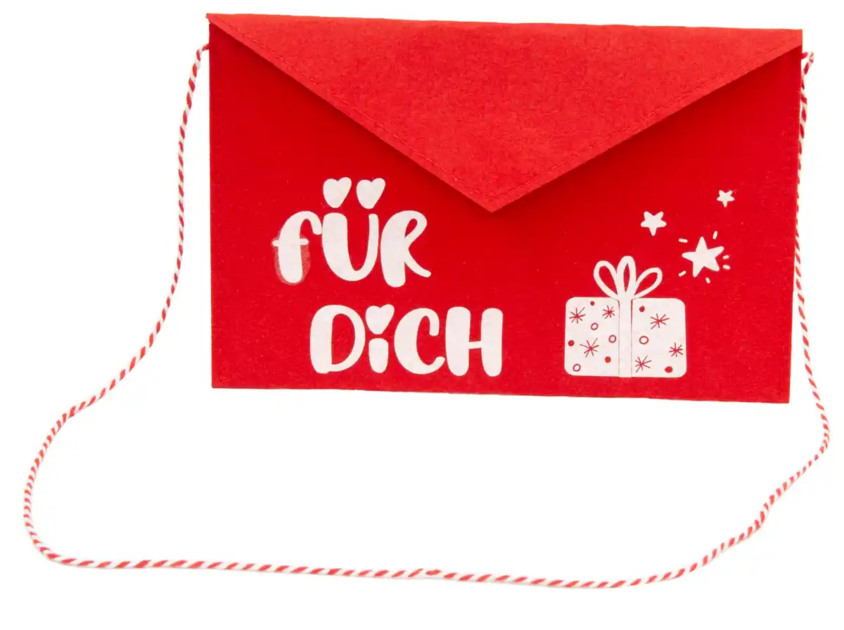Bild 1 von Umschlag Filz mit Band Frohe Weihnachten 26 x 18cm in Rot "für dich"