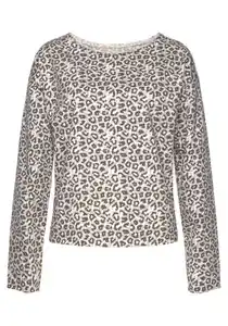 LASCANA Sweatshirt / Langarmshirt in locker sitzendem Schnitt, Loungeanzug, Beige|schwarz