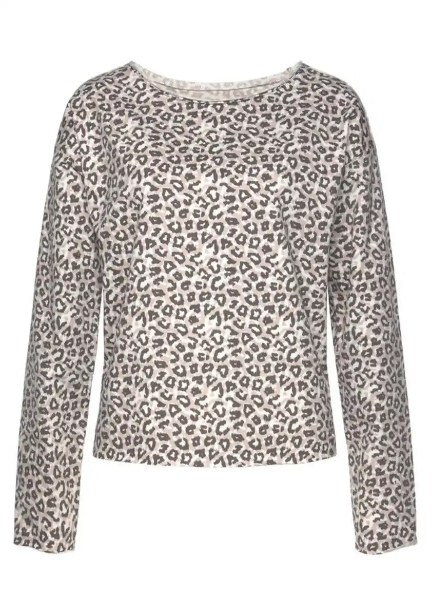 Bild 1 von LASCANA Sweatshirt / Langarmshirt in locker sitzendem Schnitt, Loungeanzug, Beige|schwarz