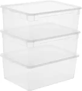 Rotho Aufbewahrungsbox CLEAR mit Deckel 10 L transparent 3er-Set