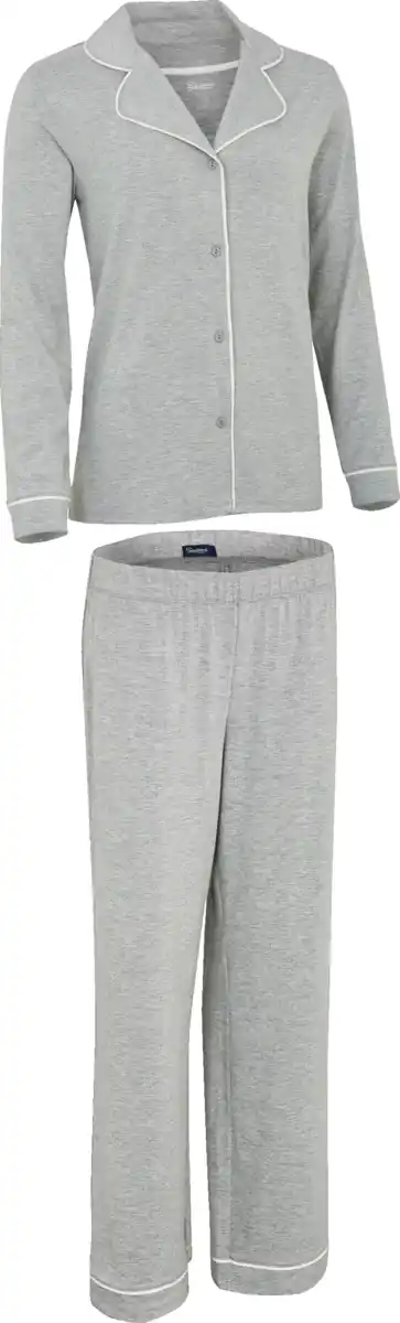 Bild 1 von IDEENWELT Damen-Pyjama hellgrau-meliert Gr. L