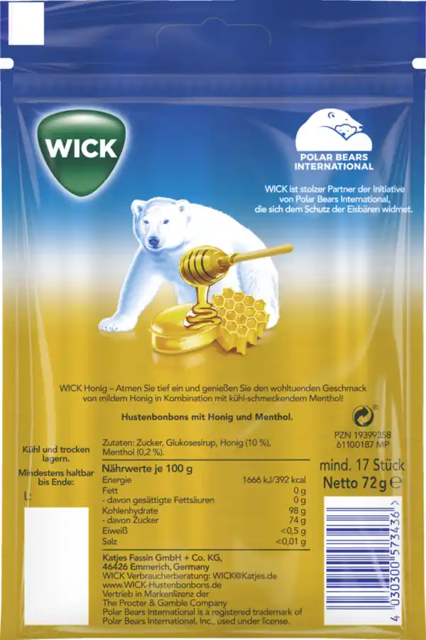 Bild 2 von Wick Honig Hustenbonbons, 72 g
