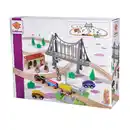 Bild 1 von Eichhorn - Holz-Bahnset mit Brücke und E-Lok - 56-tlg.