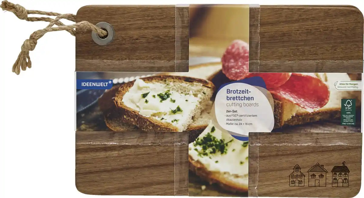 Bild 1 von IDEENWELT 2er Set Brotzeitbrettchen