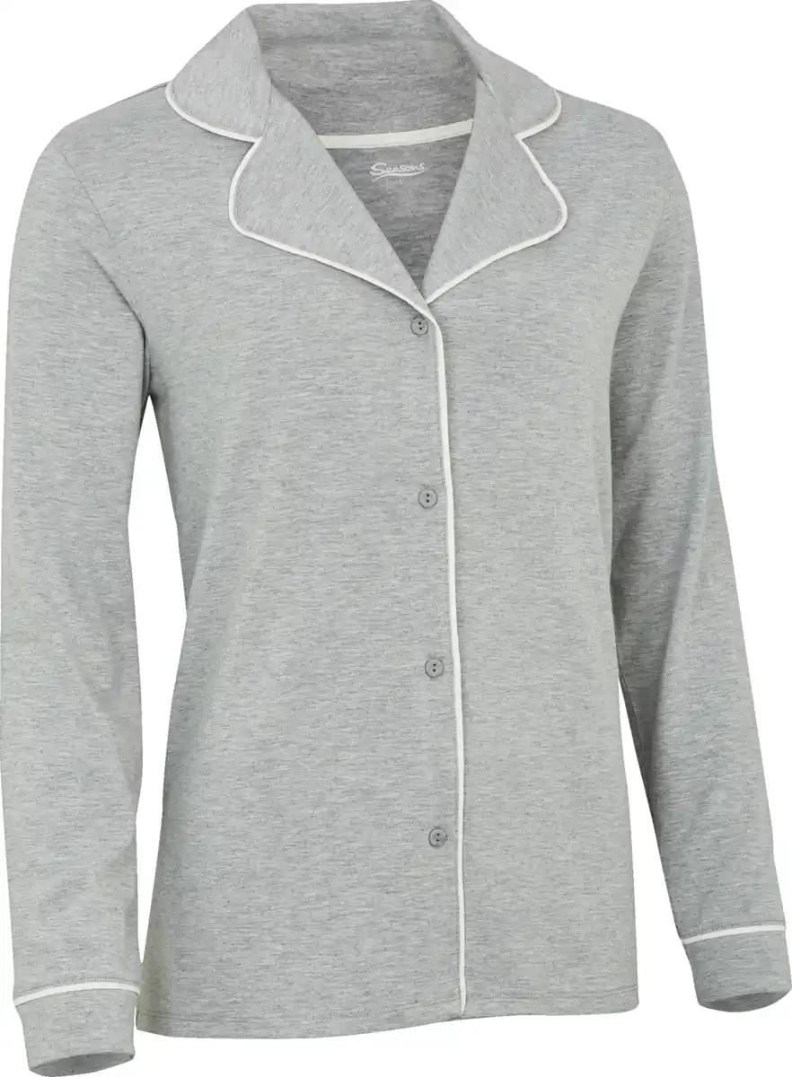 Bild 4 von IDEENWELT Damen-Pyjama hellgrau-meliert Gr. L