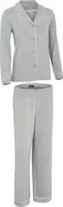 IDEENWELT Damen-Pyjama hellgrau-meliert Gr. S