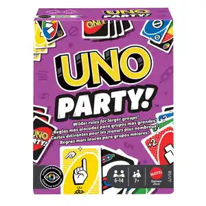 UNO Party Kartenspiel für große Gruppen, Kinder, Erwachsene, Familienabende, 6 bis 14 Spieler, ab 7 Jahren, 1 Stk
