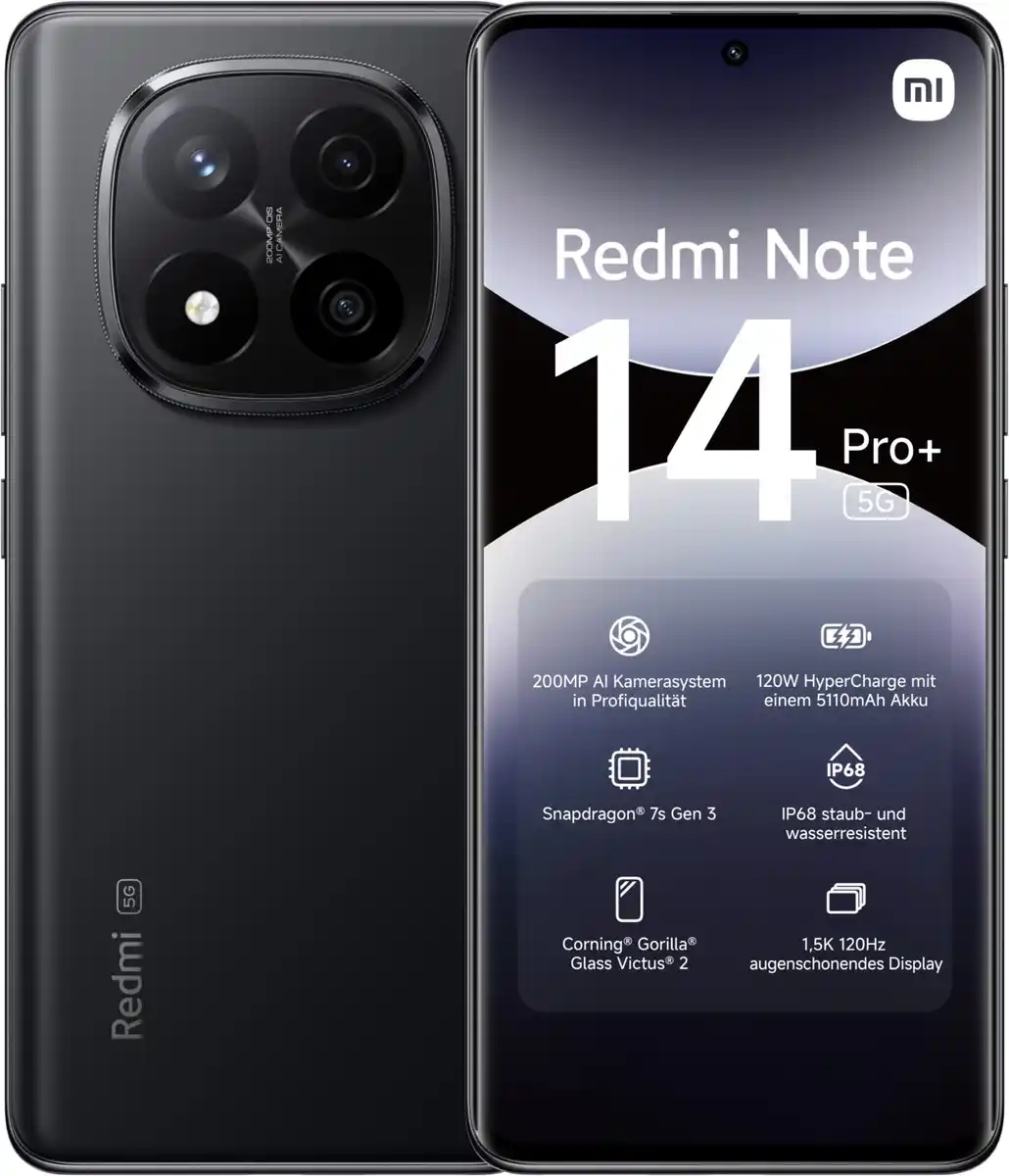 Bild 1 von Redmi Note 14 Pro+ 5G (8GB+256GB) Smartphone midnight black