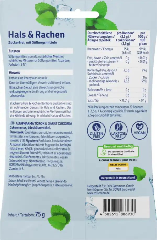 Bild 2 von altapharma Halsbonbons zuckerfrei, 75 g