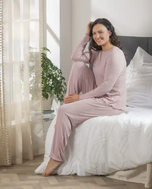 Bild 2 von IDEENWELT Damen-Pyjama mauve Gr. M