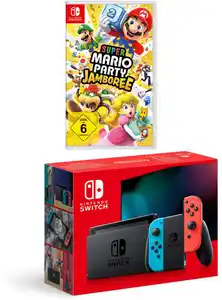 Switch Konsole Bundle inkl. Super Mario Party Jamboree neon rot/neon blau