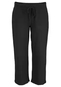 Beachtime 7/8-Strandhose aus weichem Jersey, Wide-Leg, Jogginghose, Relaxhose, Schwarz