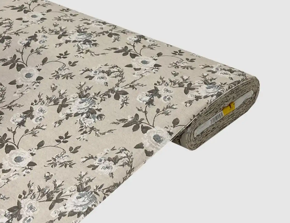 Bild 1 von Dekostoff Blumen Beige
