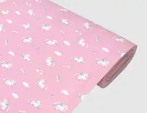 Jerseystoff Einhorn Rosa