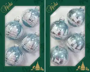 Krebs Glas Lauscha Weihnachtsbaumkugel Winterwald, Weihnachtsdeko, Christbaumschmuck, Christbaumkugeln Glas (8 St), Blau|grau