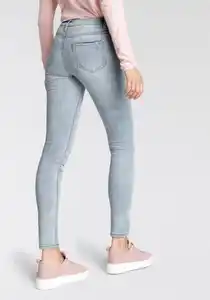 Tamaris Skinny-fit-Jeans schmale Beinweite, mit Gürtelschlaufenbund, mit Metallreißverschluss, Blau