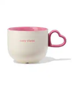 Becher, 480 ml, Keramik mit herzförmigem Henkel, creme