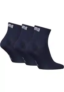 PUMA Kurzsocken PUMA UNISEX QUARTER PLAIN 3P (3-Paar, 3 Paar) Atmungsaktiv, Rippenbündchen, weiche Baumwollmischung, Blau