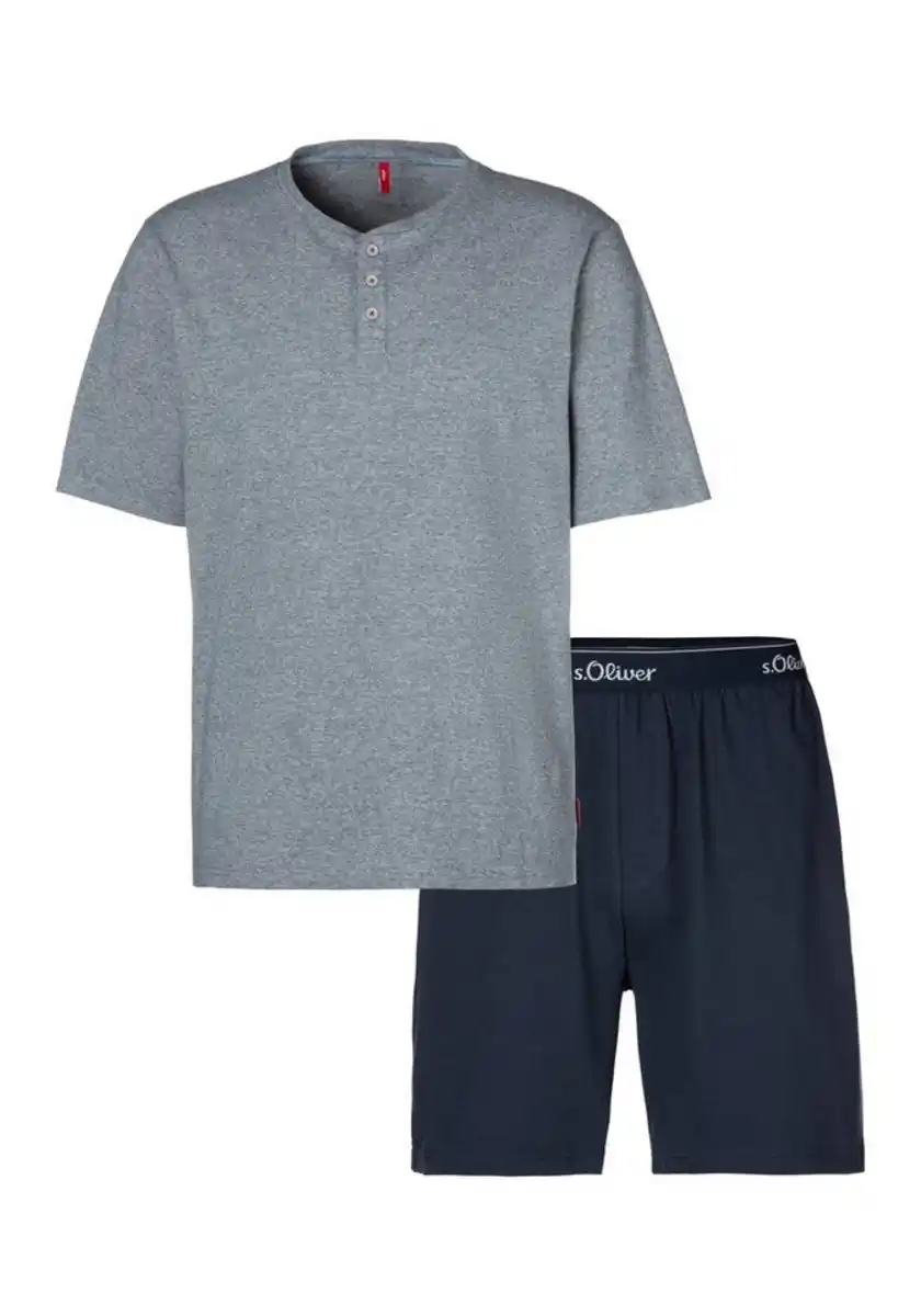 Bild 1 von s.Oliver Pyjama (2 tlg., 1 Stück) Oberteil in Melange-Optik mit Knopfleiste