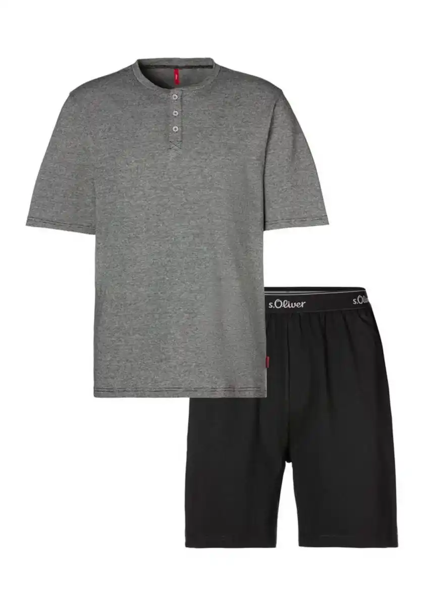 Bild 1 von s.Oliver Pyjama (2 tlg., 1 Stück) Oberteil in Melange-Optik mit Knopfleiste