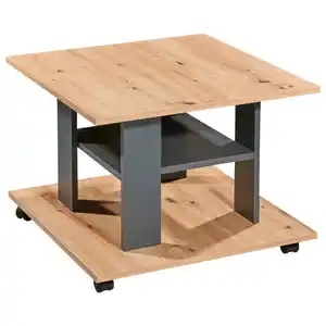 Carryhome Couchtisch, Anthrazit, Eiche Artisan, Holzwerkstoff, quadratisch, 60x45x60 cm, offenes Fach, Wohnzimmer, Wohnzimmertische, Couchtische, Couchtische mit Rollen