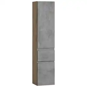 Held Hochschrank, Hellgrau, Eiche Wotan, Holzwerkstoff, 4 Fächer, 1 Schubladen, 40x180x35 cm, Made in Germany, stehend, hängend, Badezimmer, Badezimmerschränke, Hochschränke