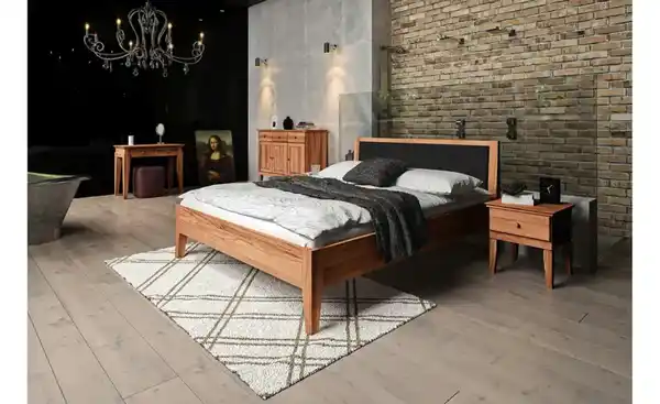Bild 3 von Massivholzbett mit gepolstertem Kopfteil Erik