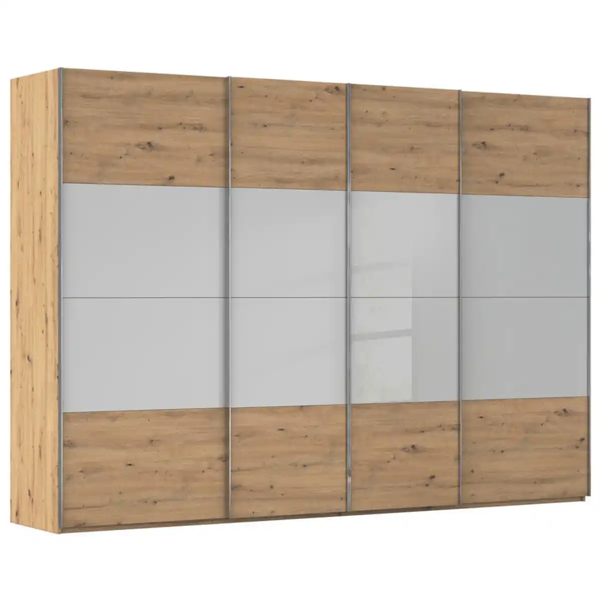 Bild 1 von Novel Schwebetürenschrank, Eiche Artisan, Seidengrau, Holzwerkstoff, 8 Fächer, 316x223x68 cm, Blauer Engel, Goldenes M, BQ - Bündnis für Qualität, Made in Germany, Typenauswahl,  umfangreiches Z