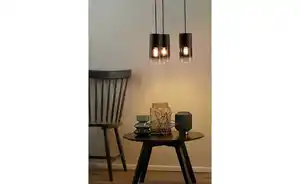 Trio Pendelleuchte, 3-flammig, Rauchglas schwarz