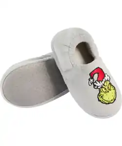 Fleece-Hausschuhe Weihnachten, grau