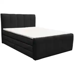 Boxxx Boxspringbett, Anthrazit, Textil, H2, 7-Zonen, Höhe ca. 16 cm, 140x200 cm, Made in EU, Bettkasten, gepolstertes Kopfteil, Stoffauswahl, Topper durchgehend, in verschiedenen Größen erhältlic