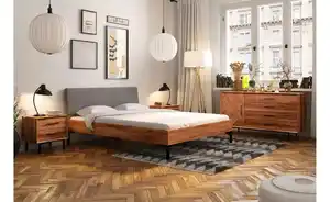 Massivholzbett mit gepolstertem Kopfteil Clara