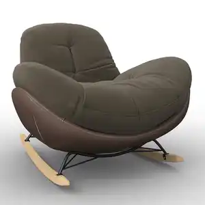 Schaukelsessel Elea Braun Lederlook/Chenille, Braun