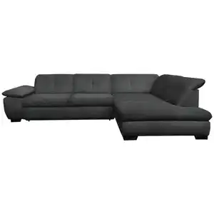 Xora Ecksofa, Dunkelgrau, Textil, 5-Sitzer, Ottomane rechts, L-Form, 313x242 cm, Typenauswahl, Fußauswahl, Stoffauswahl, Sitzqualitäten, seitenverkehrt erhältlich, Bettfunktion Hocker erhältlich,