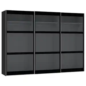 Jutzler Schwebetürenschrank, Schwarz, Holzwerkstoff, 3 Fächer, 303x220x65 cm, Typenauswahl, Beimöbel erhältlich, umfangreiches Zubehör in verschiedenen Holzarten Größen Holzdekoren individuell