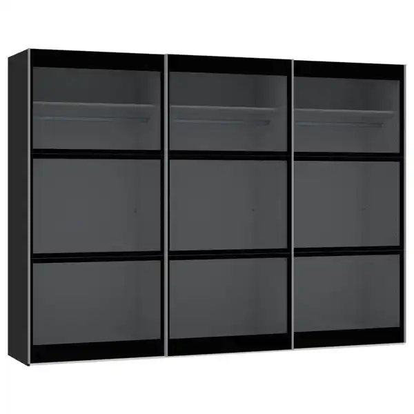 Bild 1 von Jutzler Schwebetürenschrank, Schwarz, Holzwerkstoff, 3 Fächer, 303x220x65 cm, Typenauswahl, Beimöbel erhältlich, umfangreiches Zubehör in verschiedenen Holzarten Größen Holzdekoren individuell