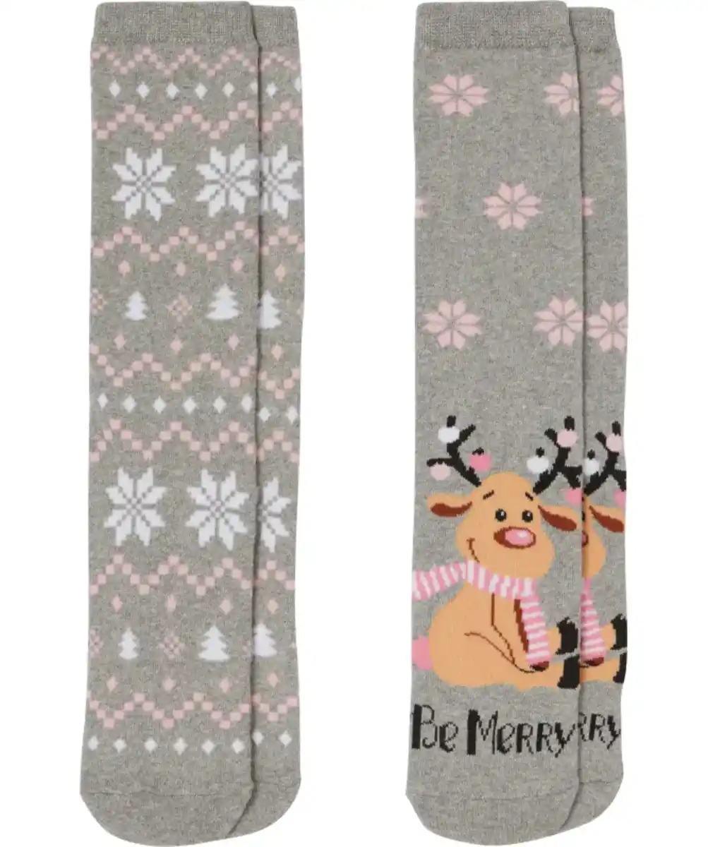 Bild 1 von Vollfrottee-Socken Weihnachten, grau melange