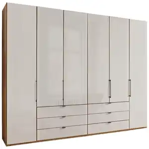 Dieter Knoll Drehtürenschrank, Champagner, Eiche Bianco, Metall, 8 Fächer, 6 Schubladen, 300x236x58 cm, ISO 9001, Goldenes M, Made in Germany, Typenauswahl, umfangreiches Zubehör erhältlich, in v