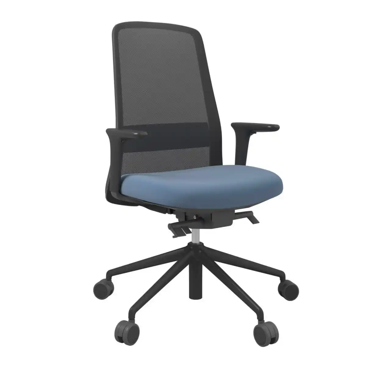 Bild 1 von Drehstuhl, Schwarz, Petrol, Metall, Kunststoff, Textil, Drehkreuz, 70x103-115x70 cm, Stoffauswahl, Sitzfläche 360° drehbar, Arbeitszimmer, Bürostühle, Drehstühle