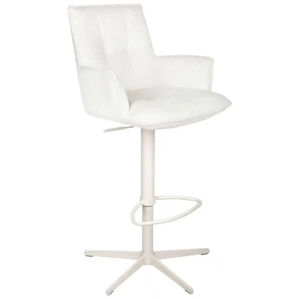 Bild 1 von Niels Andersson Barhocker, Creme, Metall, Textil, Drehkreuz, 56x103-120x55 cm, Wippfunktion, Sitzfläche 360° drehbar, automatische Rückholfunktion, Esszimmer, Barmöbel, Barhocker