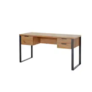 Schreibtisch, Eiche, Metall, 3 Schubladen, rechteckig, Kufe, Flachrohr, 60x76.2x152.4 cm, Stauraum, in verschiedenen Holz-Dekoren erhältlich, Arbeitszimmer, Schreibtische, Bürotische