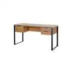 Bild 1 von Schreibtisch, Eiche, Metall, 3 Schubladen, rechteckig, Kufe, Flachrohr, 60x76.2x152.4 cm, Stauraum, in verschiedenen Holz-Dekoren erhältlich, Arbeitszimmer, Schreibtische, Bürotische