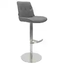 Bild 1 von Novel Barhocker, Grau, Edelstahl, Metall, Textil, Säule, Bodenplatte, 44x86-110.5x54.5 cm, Stoffauswahl, Sitzfläche 360° drehbar, mit Griff, automatische Rückholfunktion, Esszimmer, Barmöbel, Ba