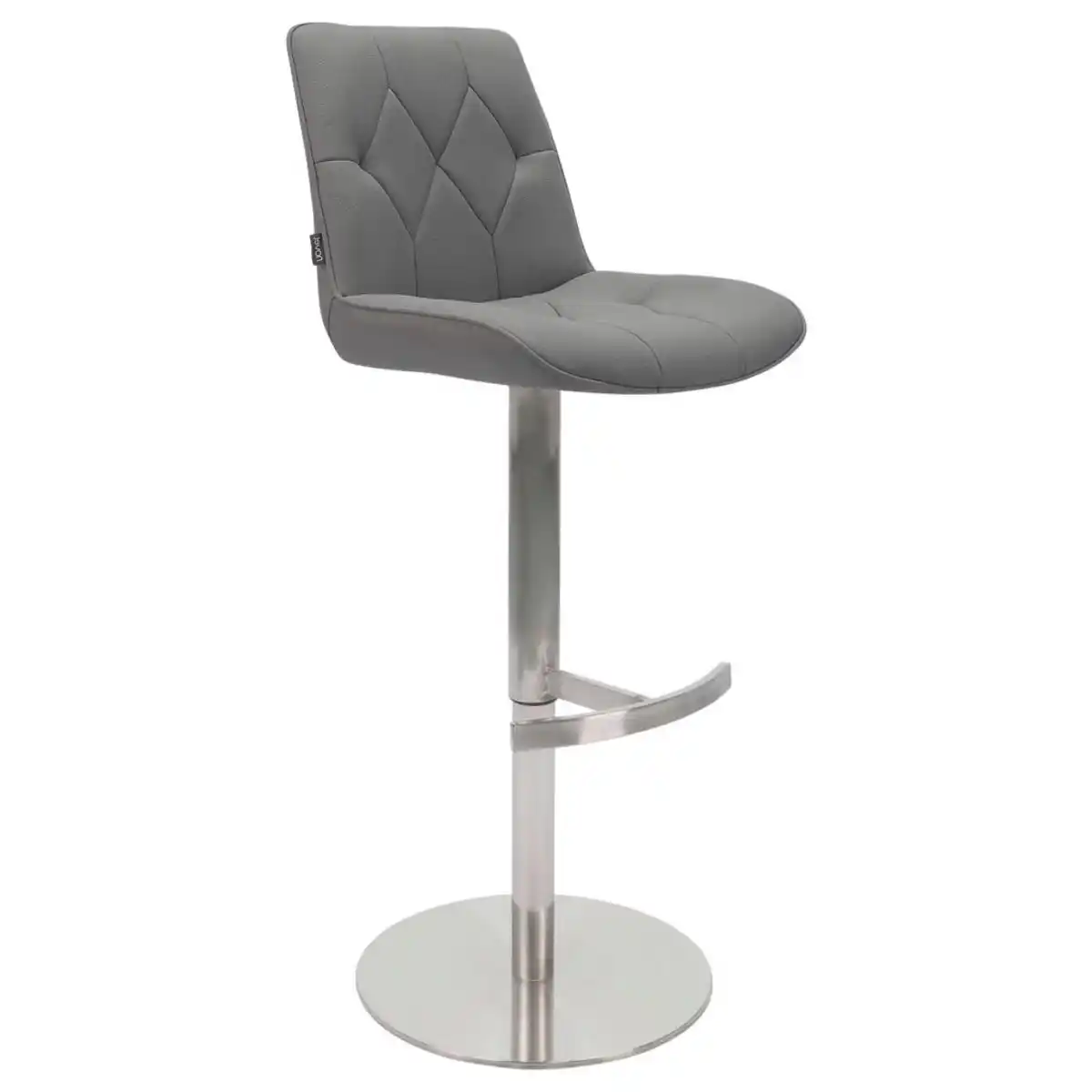 Bild 1 von Novel Barhocker, Grau, Edelstahl, Metall, Textil, Säule, Bodenplatte, 44x86-110.5x54.5 cm, Stoffauswahl, Sitzfläche 360° drehbar, mit Griff, automatische Rückholfunktion, Esszimmer, Barmöbel, Ba